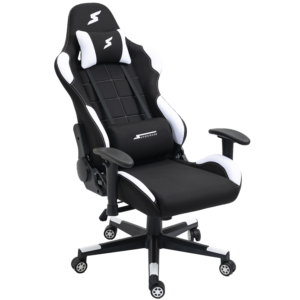 Cadeira Gamer SuperFrame Speed, Reclinável, Tecido, Preto e Branco