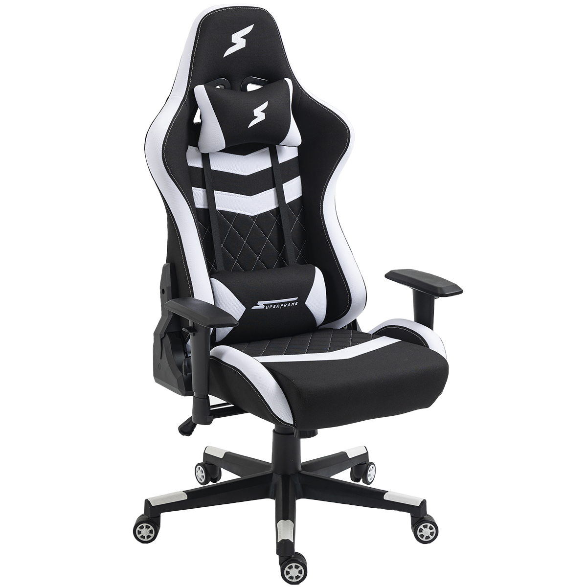 Cadeira Gamer SuperFrame Sport, Reclinável, 2D, Preta e Branca