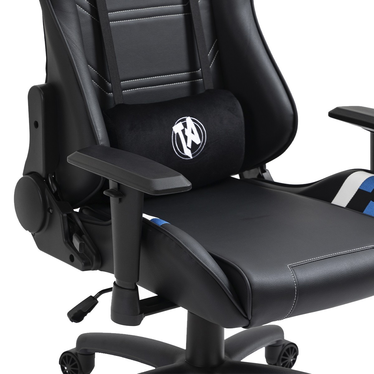 Cadeira Gamer TecnoArt Enigma, Reclinável, Preto, Branco e Azul, CGT-8037-PA