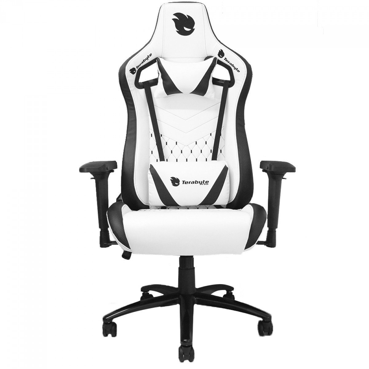 Cadeira Gamer Terabyte White Throne, Reclinável, 4D, Suporta até 180KG, Branco e Preto