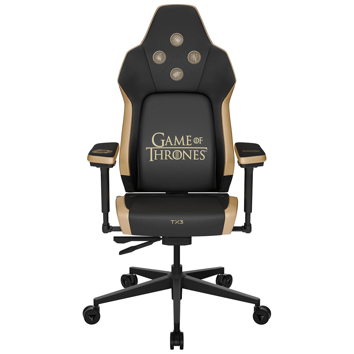 Cadeira Gamer ThunderX3 CORE Smart Game of Thrones, Ajustável, 3D, Preto e Dourado