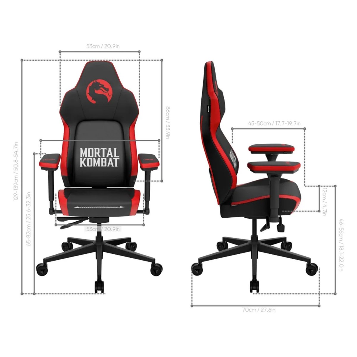 Cadeira Gamer ThunderX3 CORE Smart Mortal Kombat, Ajustável, 3D, Preto e Vermelho