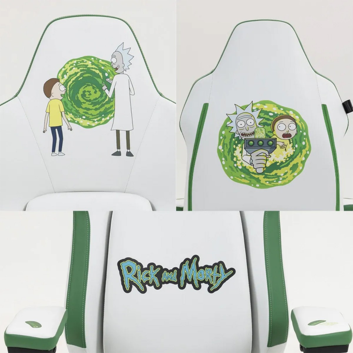 Cadeira Gamer ThunderX3 CORE Smart Rick and Morty, Ajustável, 3D, Branca e Verde