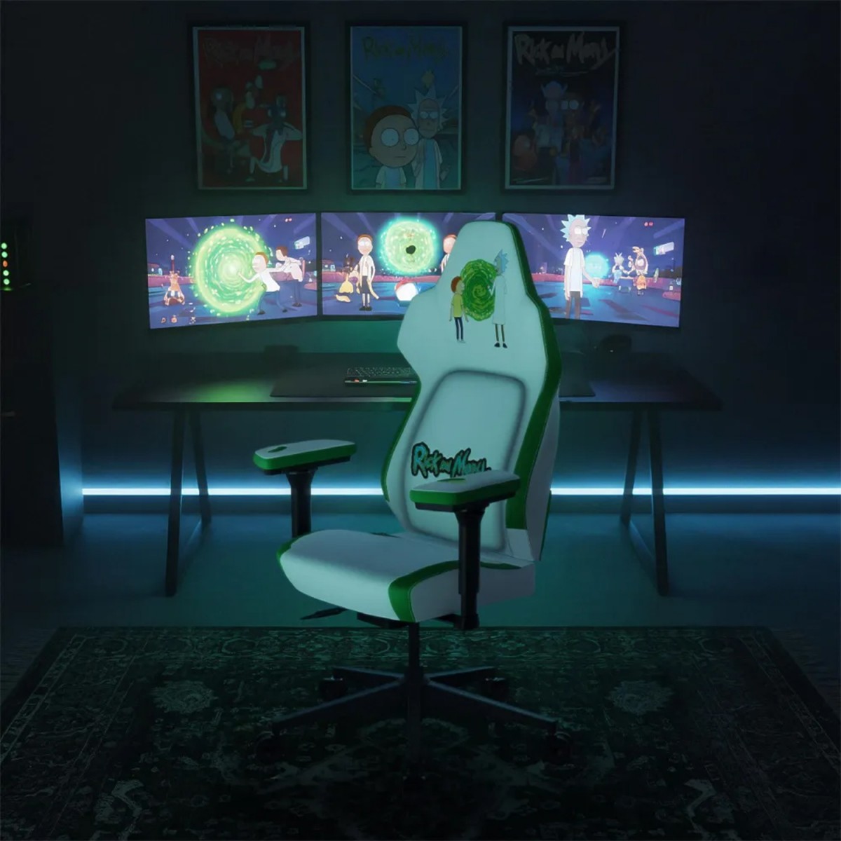 Cadeira Gamer ThunderX3 CORE Smart Rick and Morty, Ajustável, 3D, Branca e Verde