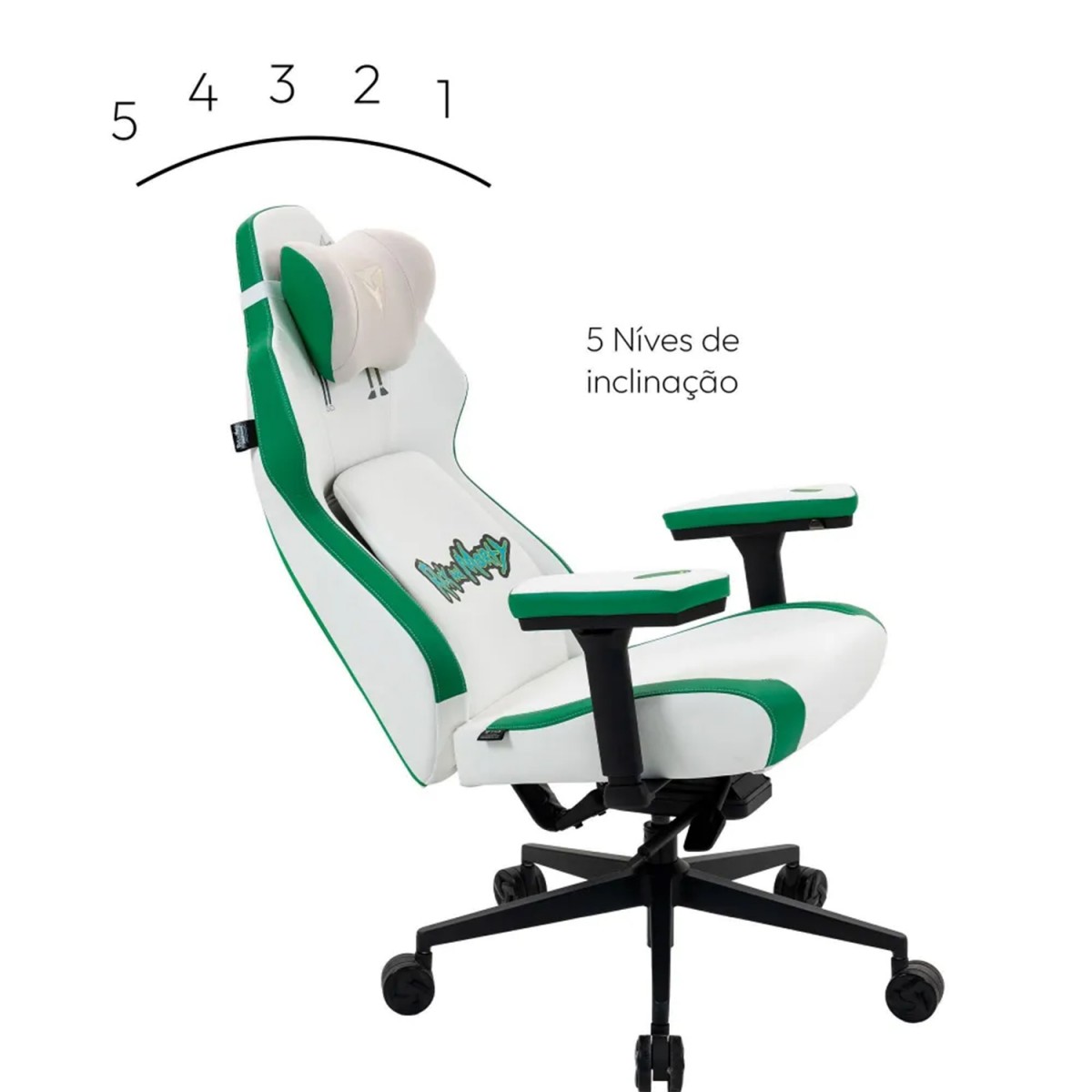 Cadeira Gamer ThunderX3 CORE Smart Rick and Morty, Ajustável, 3D, Branca e Verde