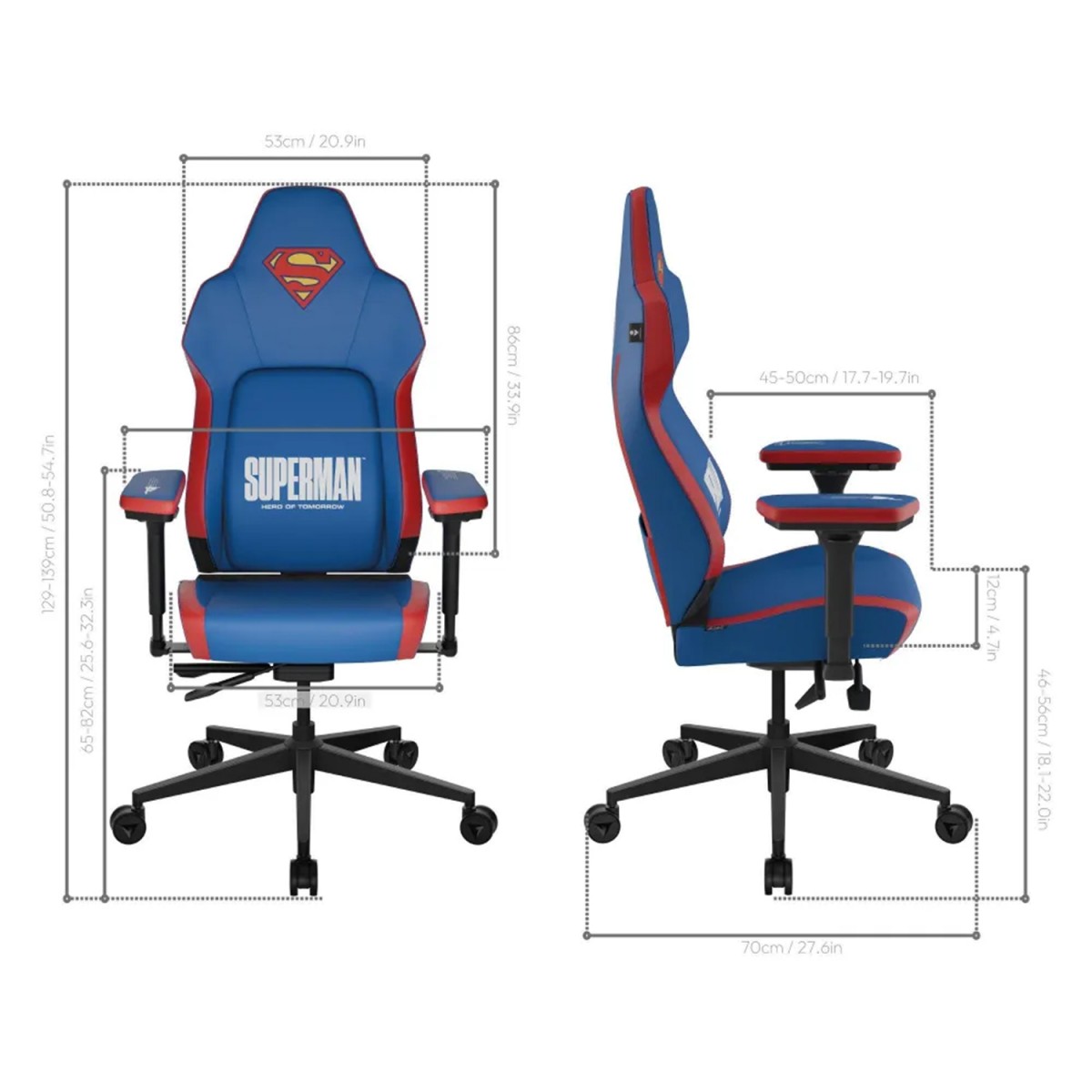 Cadeira Gamer ThunderX3 CORE Smart Superman, Ajustável, 3D, Azul e Vermelho