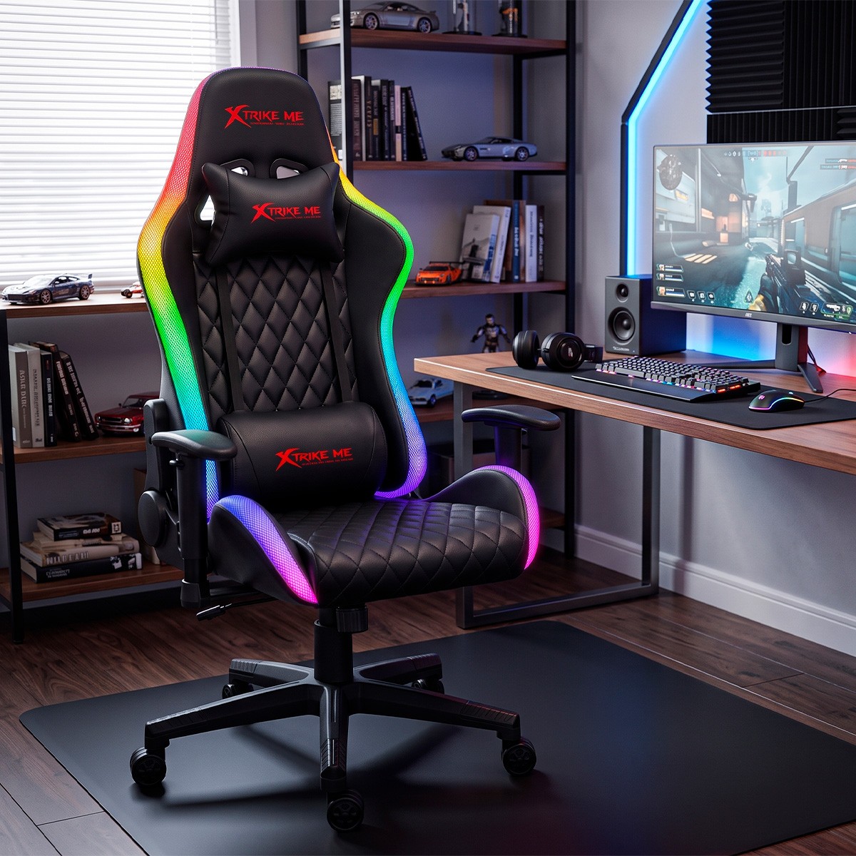 Cadeira Gamer Xtrike Me GC-907, RGB, Ajustável, Reclinável, Preto