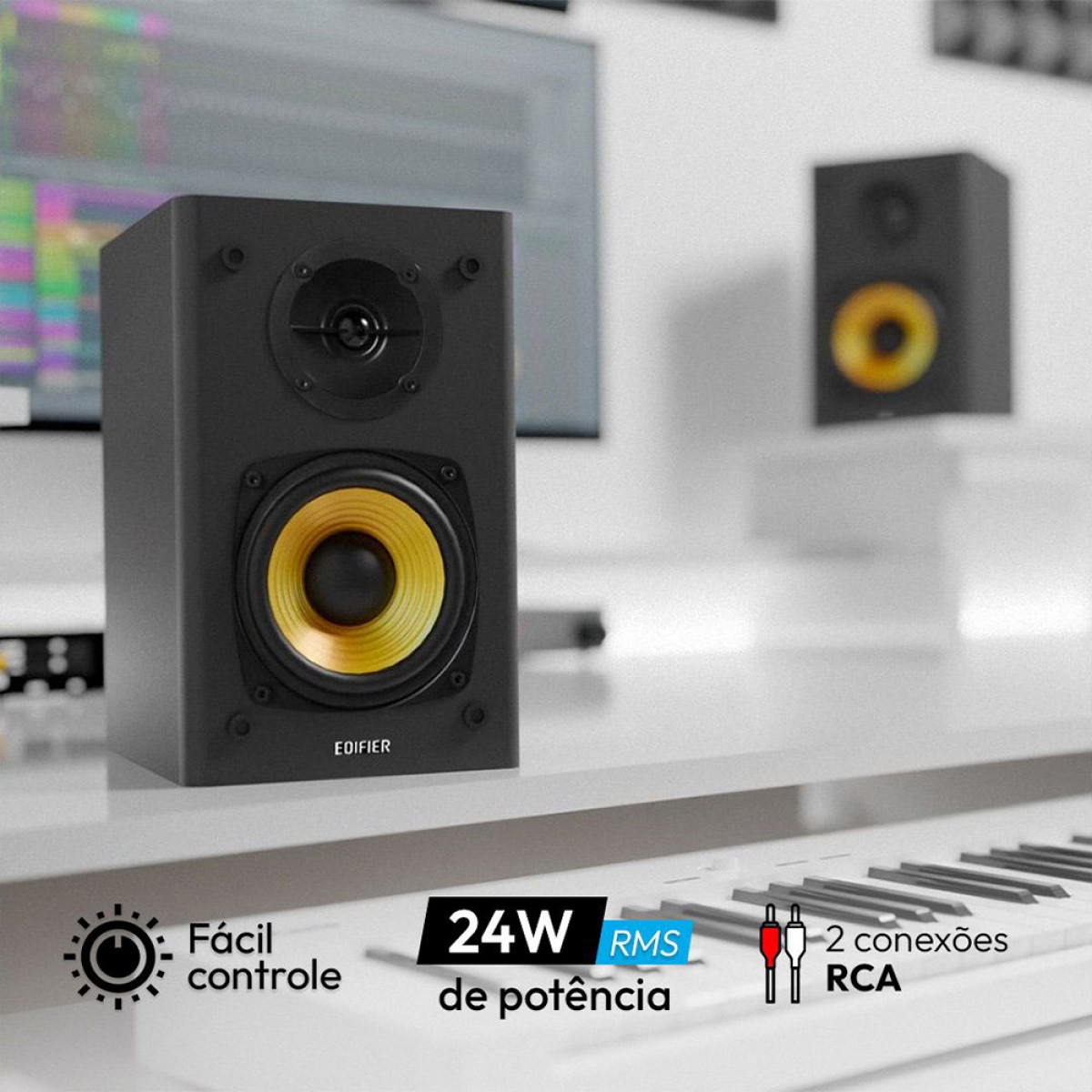 Caixa de Som Edifier R1000 T4 2.0, 24W RMS, Black
