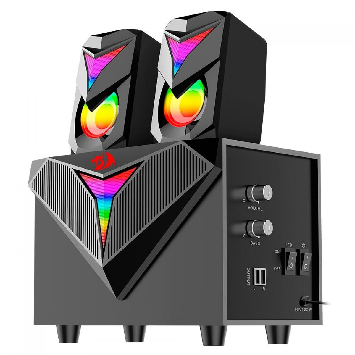 Caixa de Som Gamer Redragon, Toccata GS700, RGB, Stereo 2.0,USB , 3.5mm, 15W, GS700