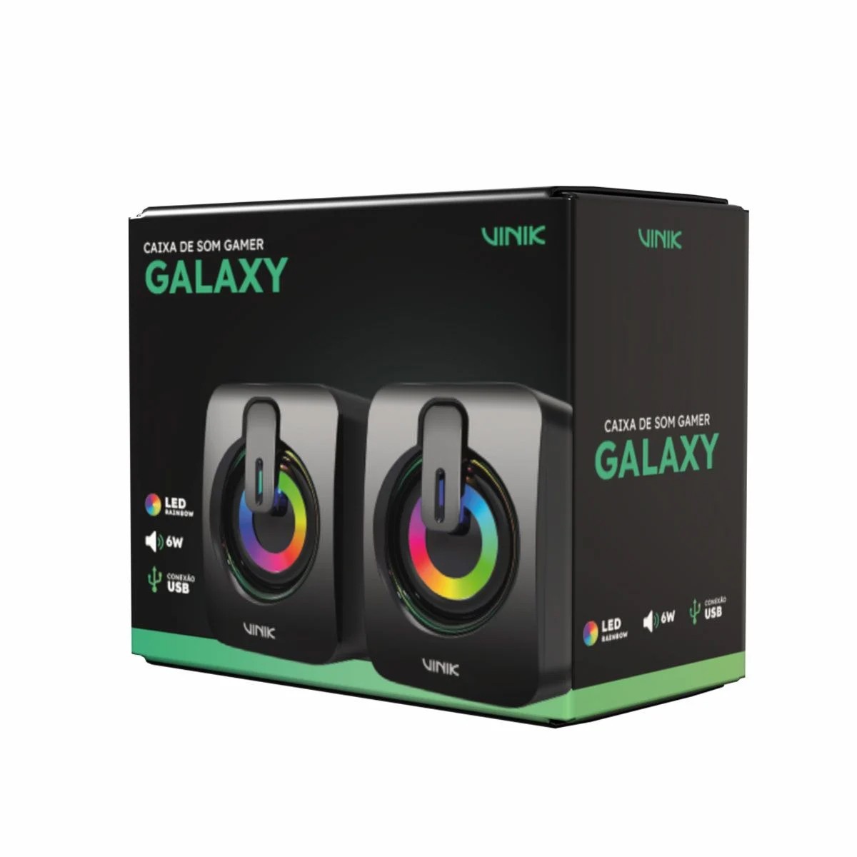 Caixa De Som Gamer Vinik Galaxy, LED Rainbow, USB, 6W, Preto, VSPKG6WGL
