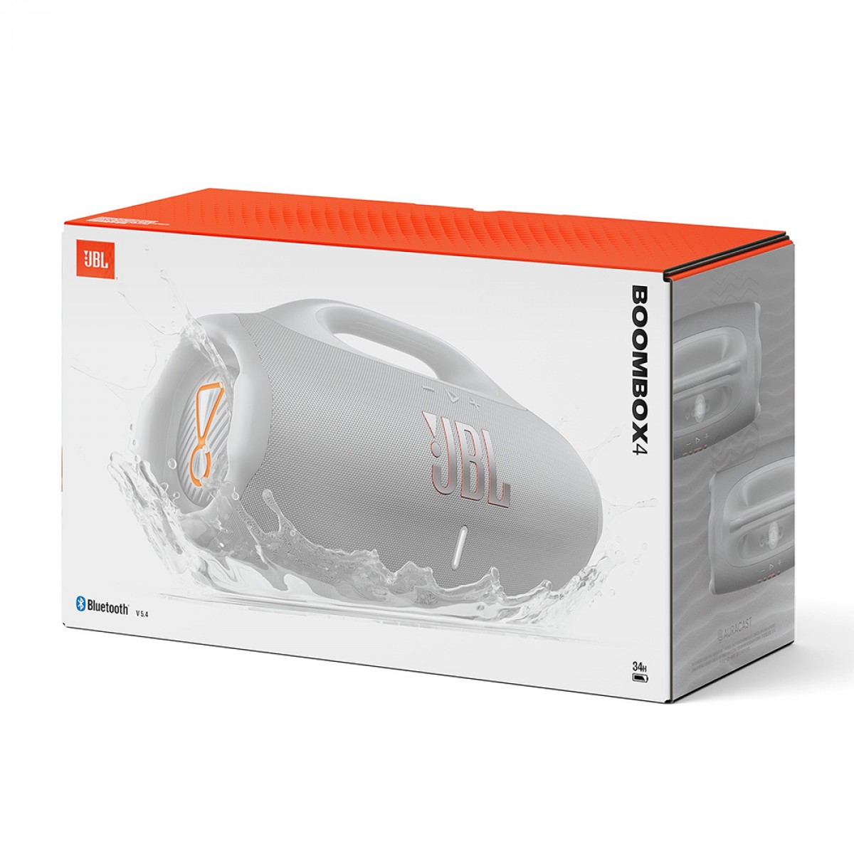 Caixa De Som JBL Boombox 4, Bluetooth, AI Sound Boost, Branca, JBLBOOMBOX4WHTBR