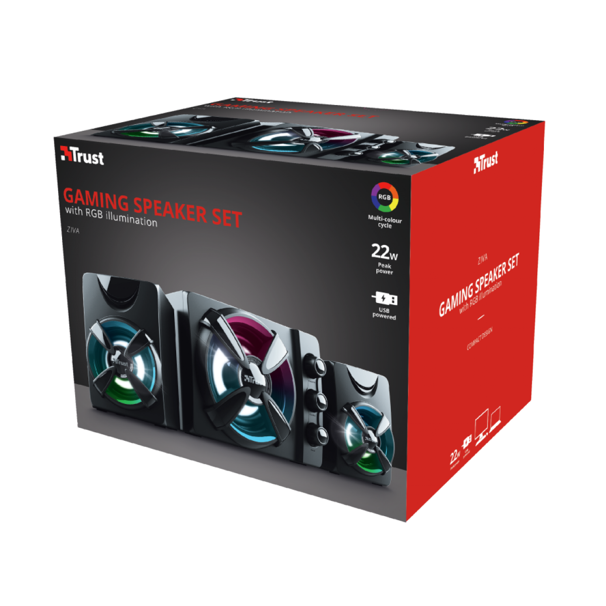 Caixa de Som Trust Ziva, RGB, 2.1, 11RMS, 22W, T23644