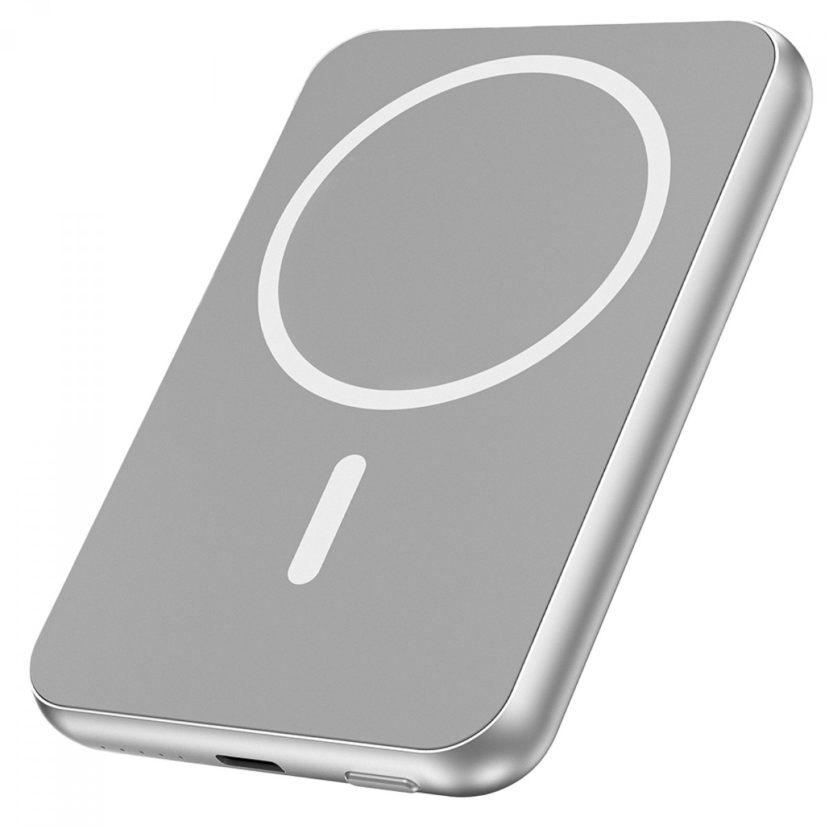 Carregador Portátil Universal, PowerBank, 5000MAH, Com Indução, Prata, Geonav, PB5KALMAGSV