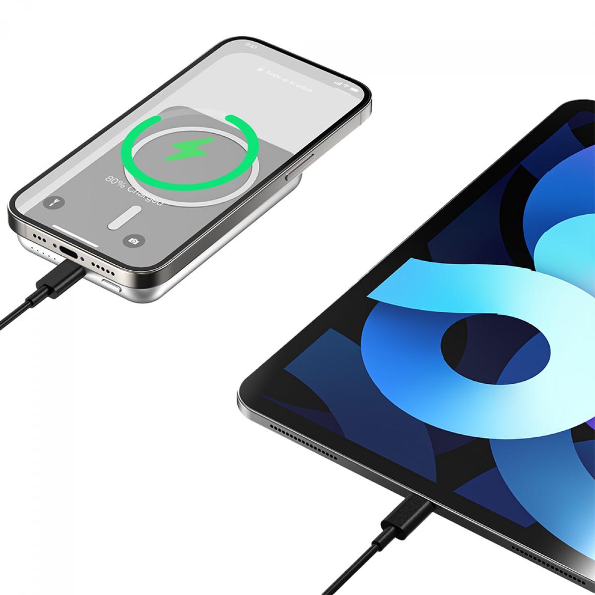 Carregador Portátil Universal, PowerBank, 5000MAH, Com Indução, Prata, Geonav, PB5KALMAGSV