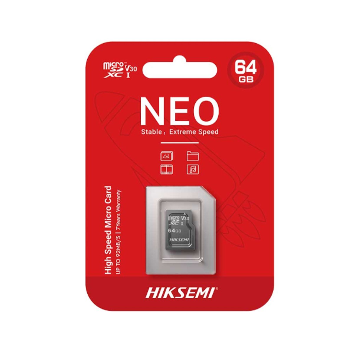 Cartão de Memória Hiksemi NEO, 64GB, MicroSD, Class 10, HS-TF-C1(STD)/64G