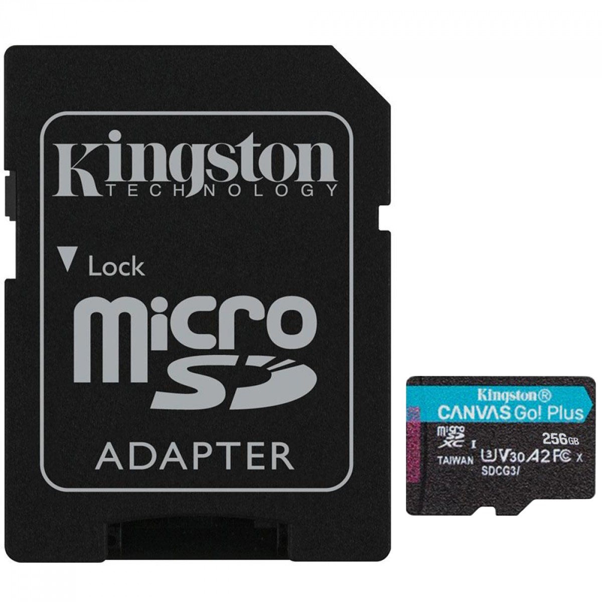 Cartão de Memória Kingston Canvas Go Plus, MicroSD 256GB, Com Adaptador, SDCG3/256GB