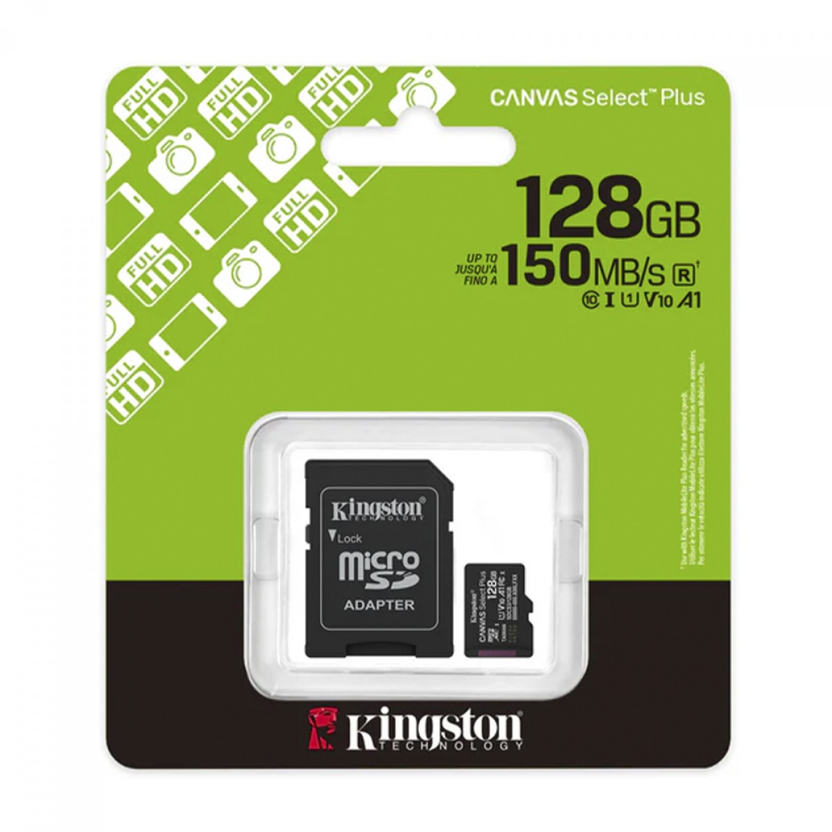 Cartão de Memória Kingston Canvas Select Plus Gen3, MicroSD 128GB, Classe 10, Com Adaptador, SDCS3/128GB