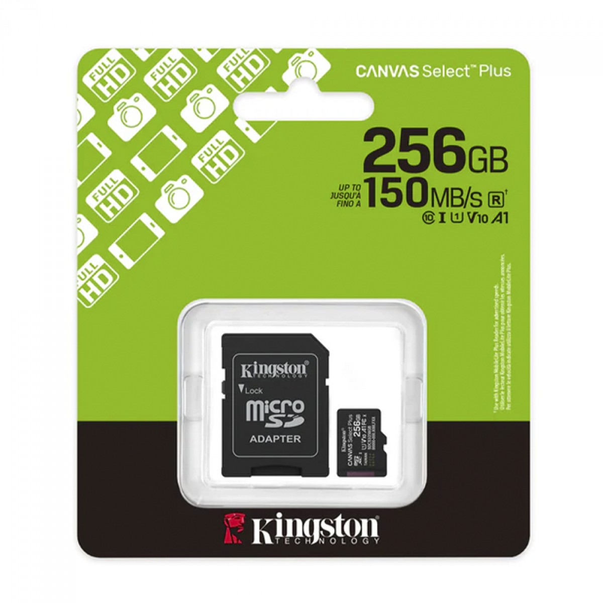 Cartão de Memória Kingston Canvas Select Plus Gen3, MicroSD 256GB, Classe 10, Com Adaptador, SDCS3/256GB