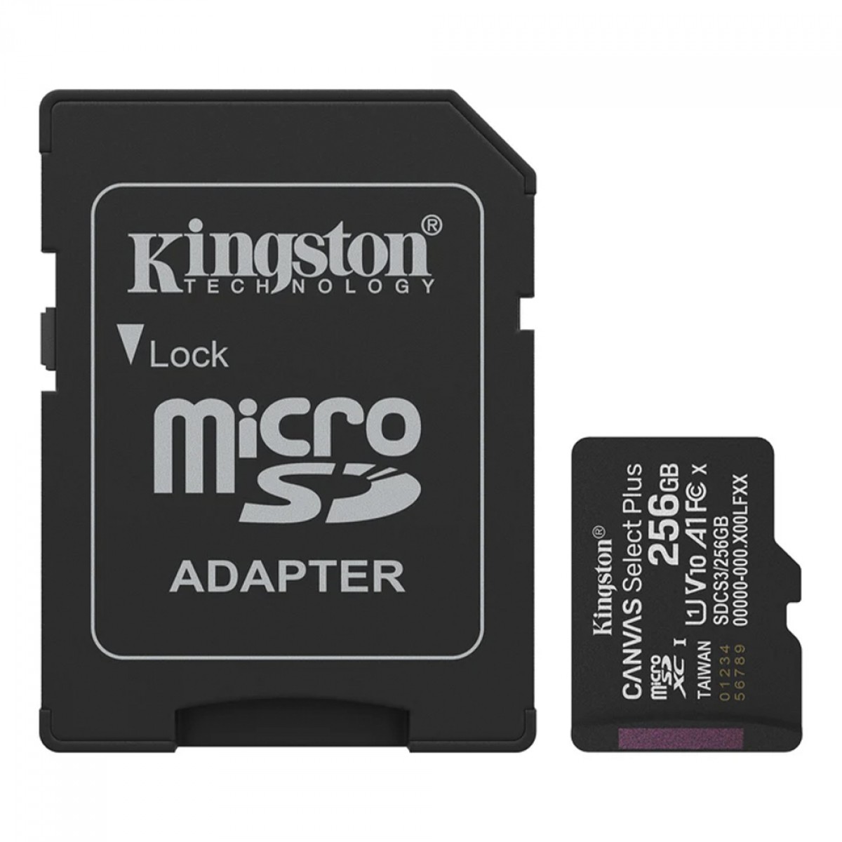 Cartão de Memória Kingston Canvas Select Plus Gen3, MicroSD 256GB, Classe 10, Com Adaptador, SDCS3/256GB