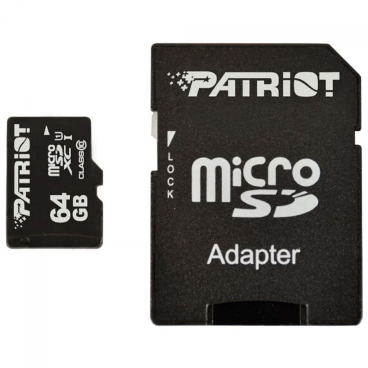Cartão De Memória Patriot LX Series MicroSDXC, 64GB, UHS-1, Classe 10, Com Adaptador, PSF64GMCSDXC10