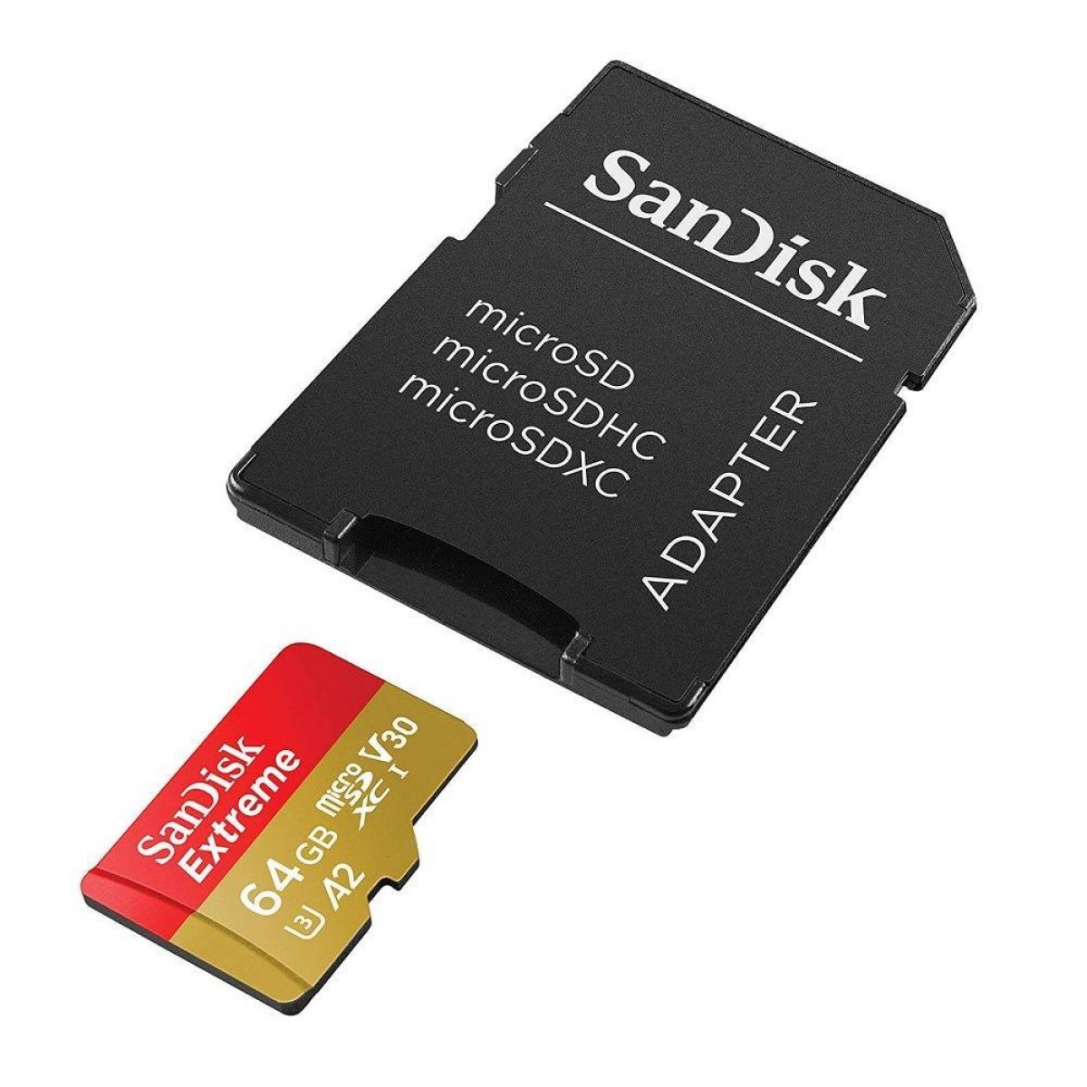 Cartão De Memória SanDisk Extreme MicroSDXC UHS-I, 64GB, 160MBs, Class 10, Com Adaptador, SDSQXA2-064G-GN6AA