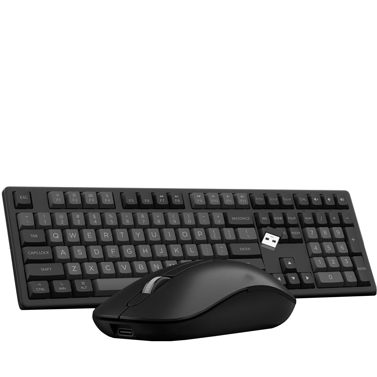 Combo Akko Mouse e Teclado Sem Fio MX108, 2,4 GHz e Bluetooth, Preto e Ciano