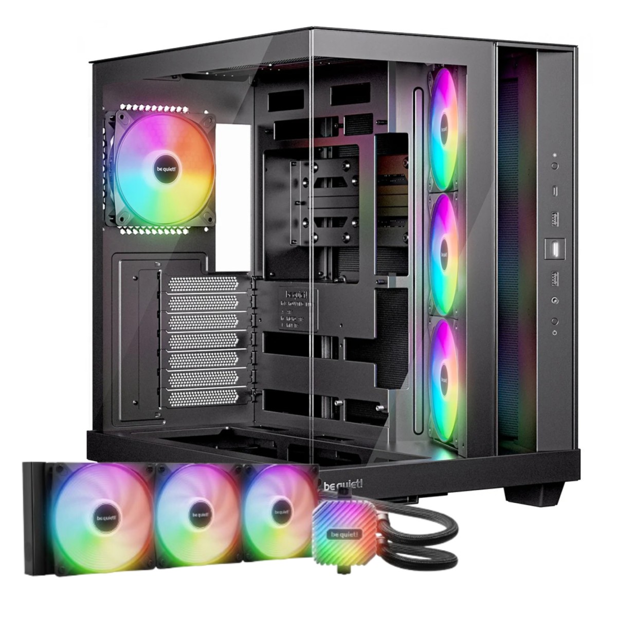 Combo Be Quiet, Gabinete Light Base LX 500 C/ 4 Fans + Water Cooler 360mm