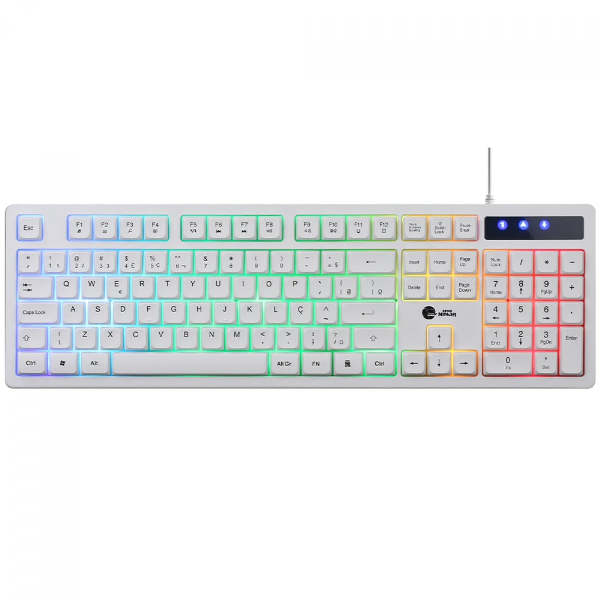 Combo Gamer Ninja Squad 4 Em 1, Headset, Teclado, Mouse e Mousepad, USB, Rainbow, Branco, GN-CG-SQTMPHW