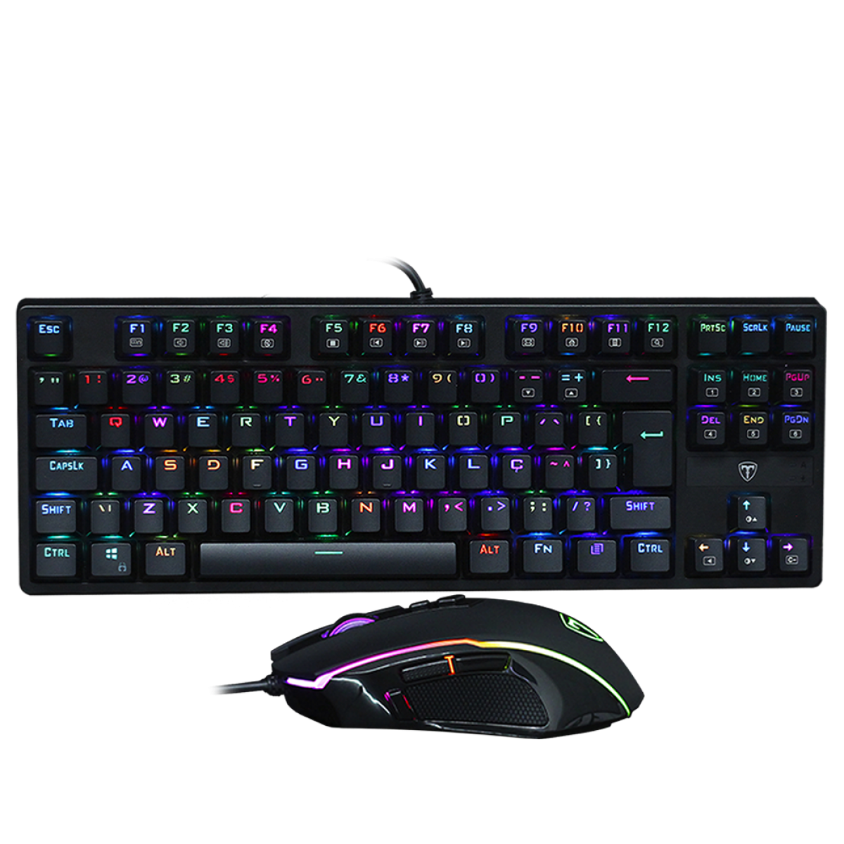 Combo Gamer T-dagger 2 In 1 COMBO, Teclado Mecânico Switch Blue Rainbow, Mouse, T-TGS007