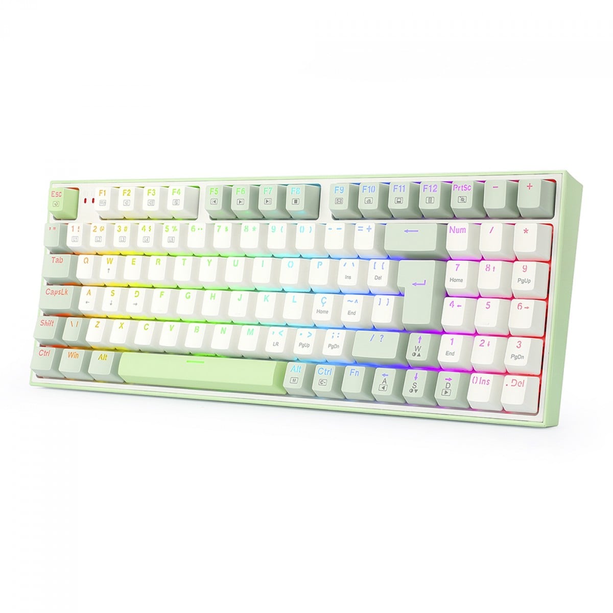 Combo Gamer Teclado e Mouse Redragon Ultime Gaming Rig, RGB, Branco e Verde, S134