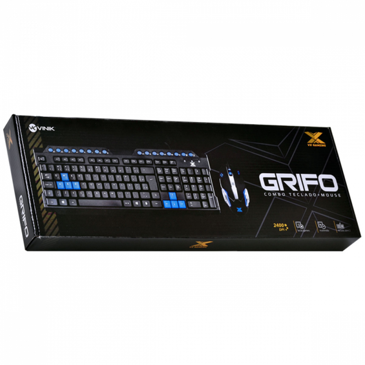 Combo Gamer Vinik Grifo, Teclado e Mouse, USB, 2400DPI, Black, VGC-01A