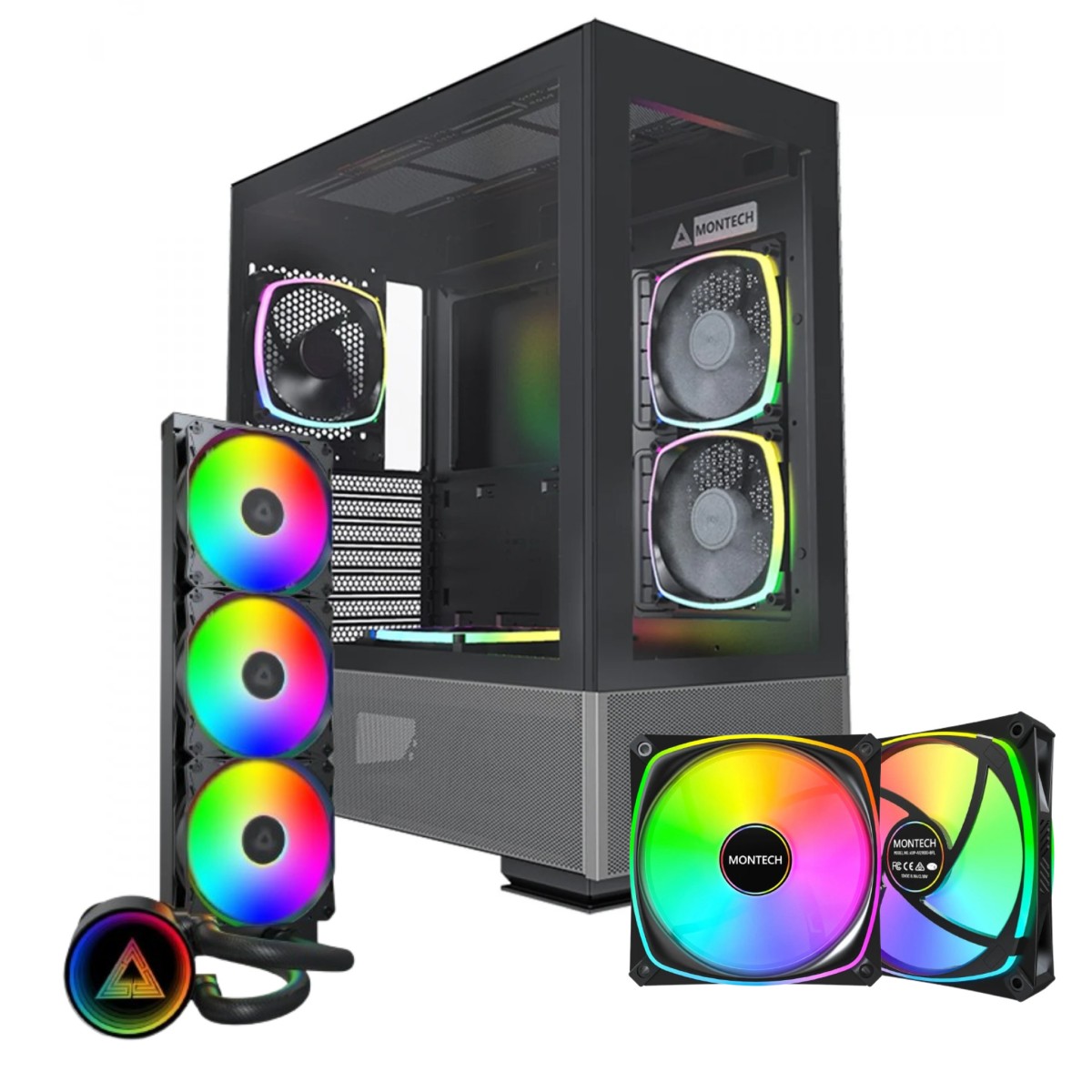 Combo Montech, Gabinete + Water Cooler + Fan