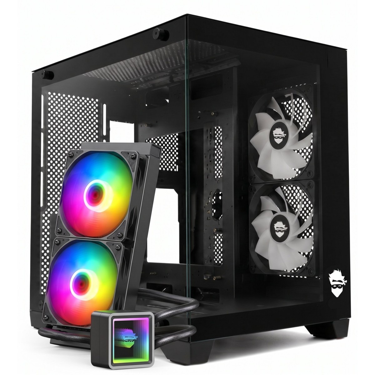 Combo Ninja, Gabinete Akyra X2 C/ 2 Fans + Water Cooler Yuki 240mm