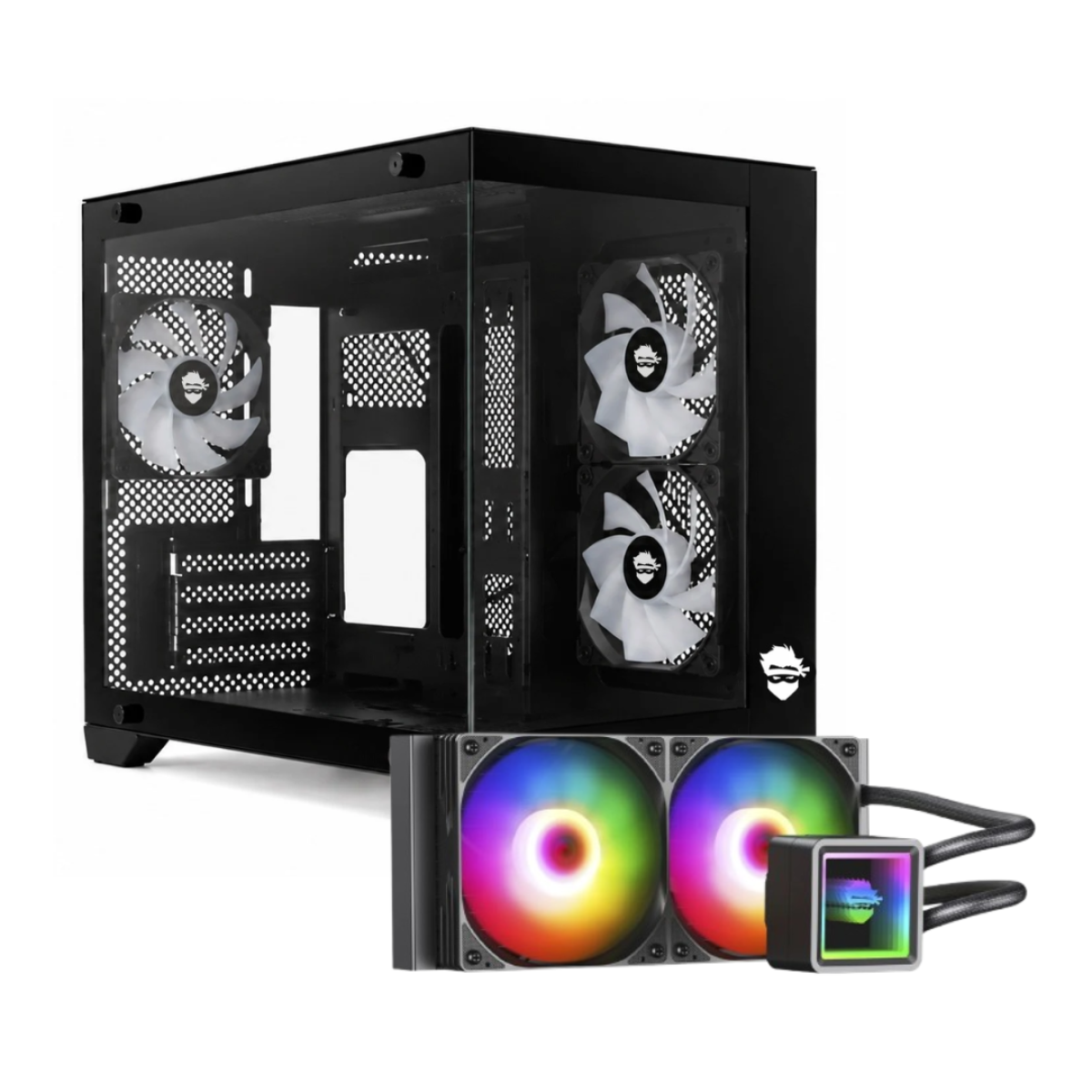 Combo Ninja, Gabinete Akyra X3 C/ 3 Fans + Water Cooler Yuki 240mm