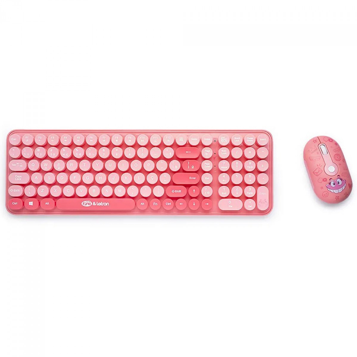 Combo Teclado e Mouse Gamer Letron Fini, Wireless, Rosa