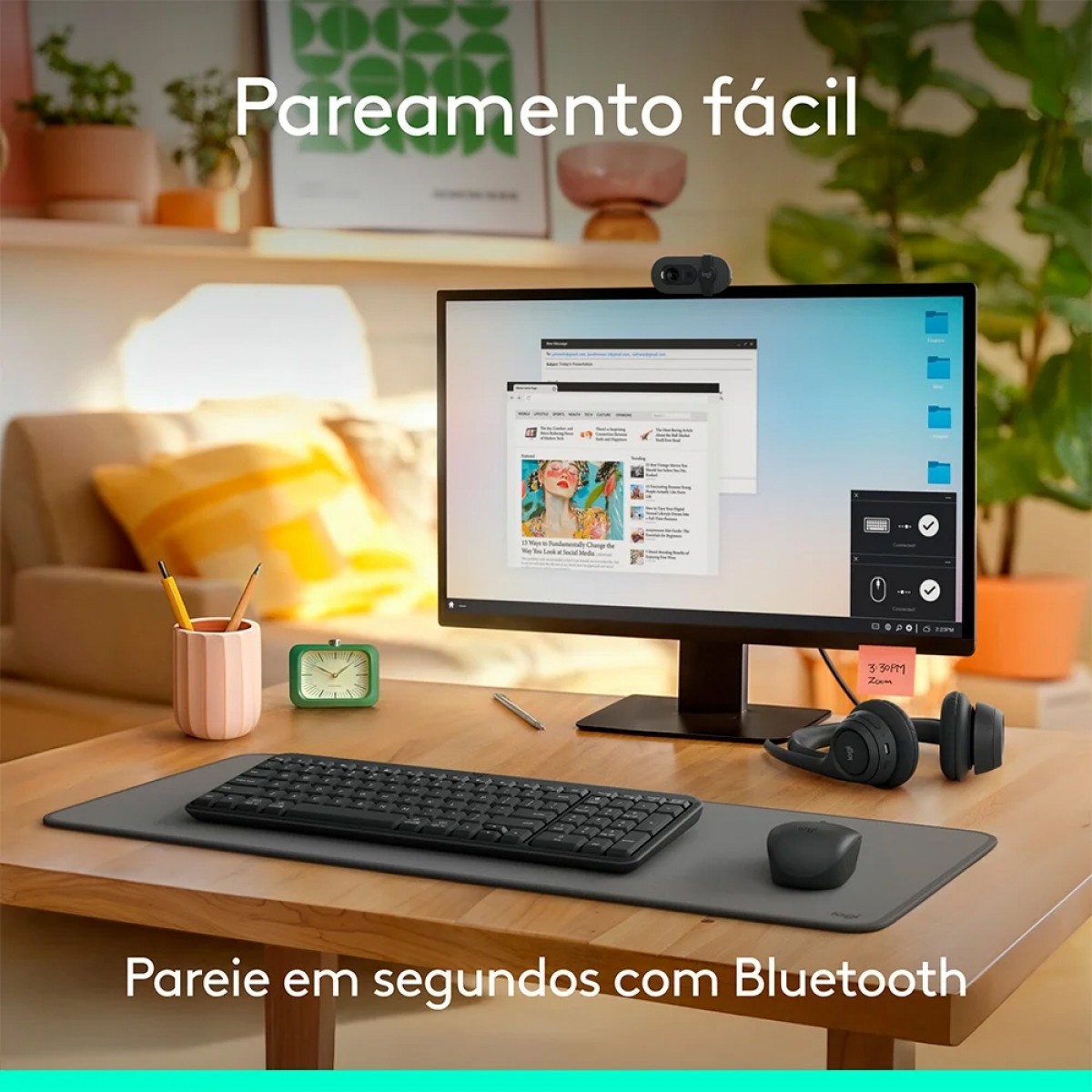 Combo Teclado e Mouse Logitech MK250, ABNT2, Bluetooth, Grafite, 920-013516