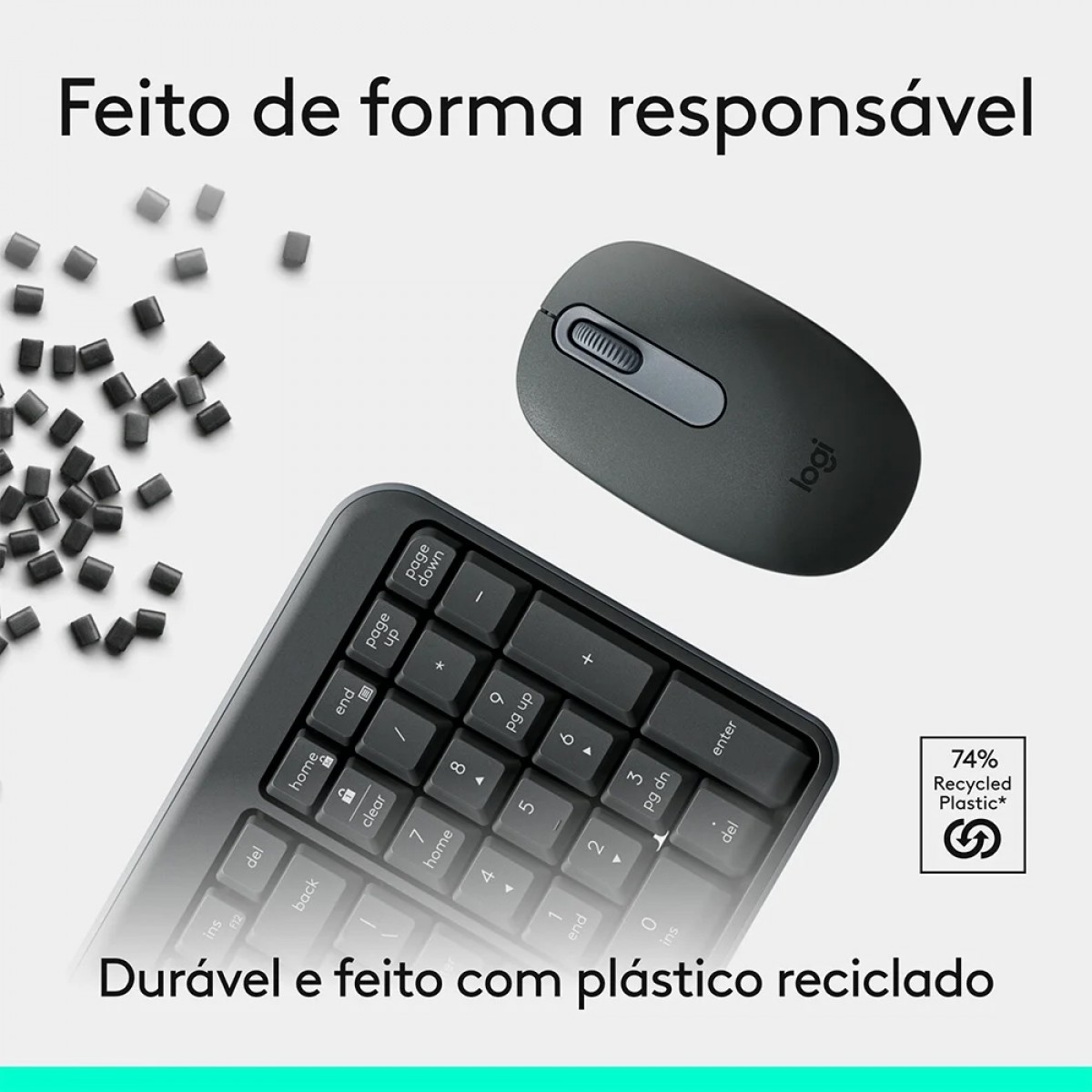 Combo Teclado e Mouse Logitech MK250, ABNT2, Bluetooth, Grafite, 920-013516