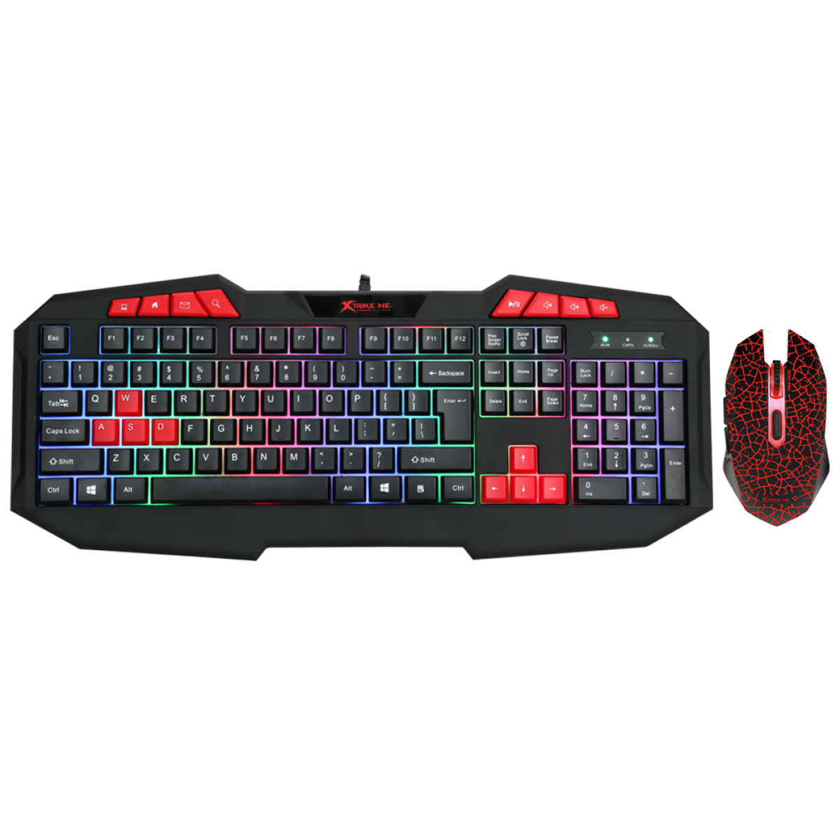 Combo Teclado e Mouse Xtrike-Me, Rainbow, Black, 3200 DPI, 112 Teclas, MK-503KIT