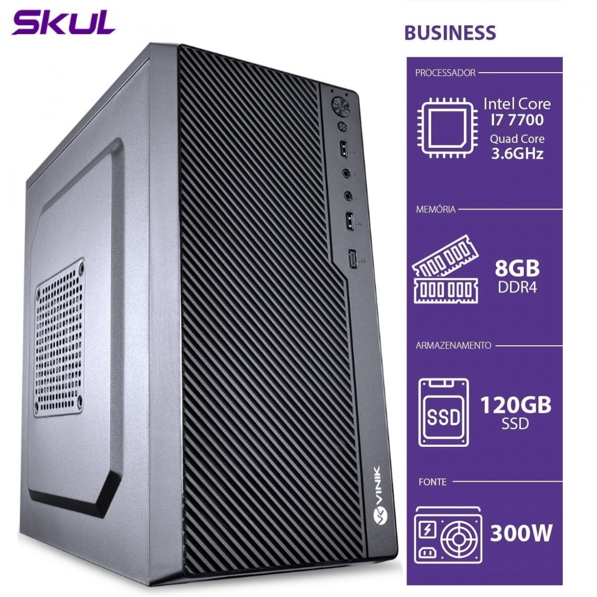 Computador Skul T-Home Business B700 i7 7700 / 8GB DDR4 / SSD 120GB  / HDMI/VGA / FONTE 300W