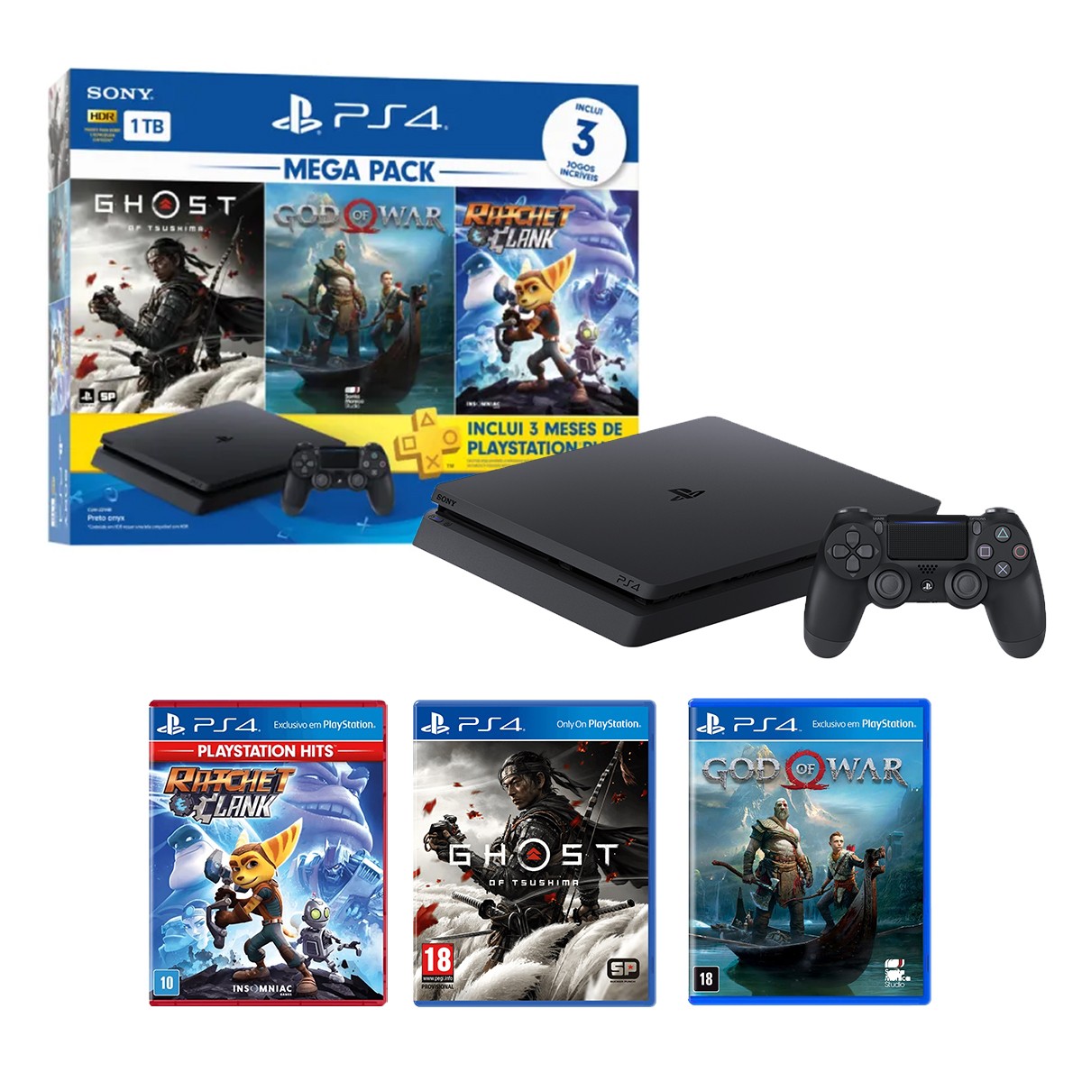 Dualshock 4 Sony Preto + Ghost of Tsushima » Pacheco Ofertas