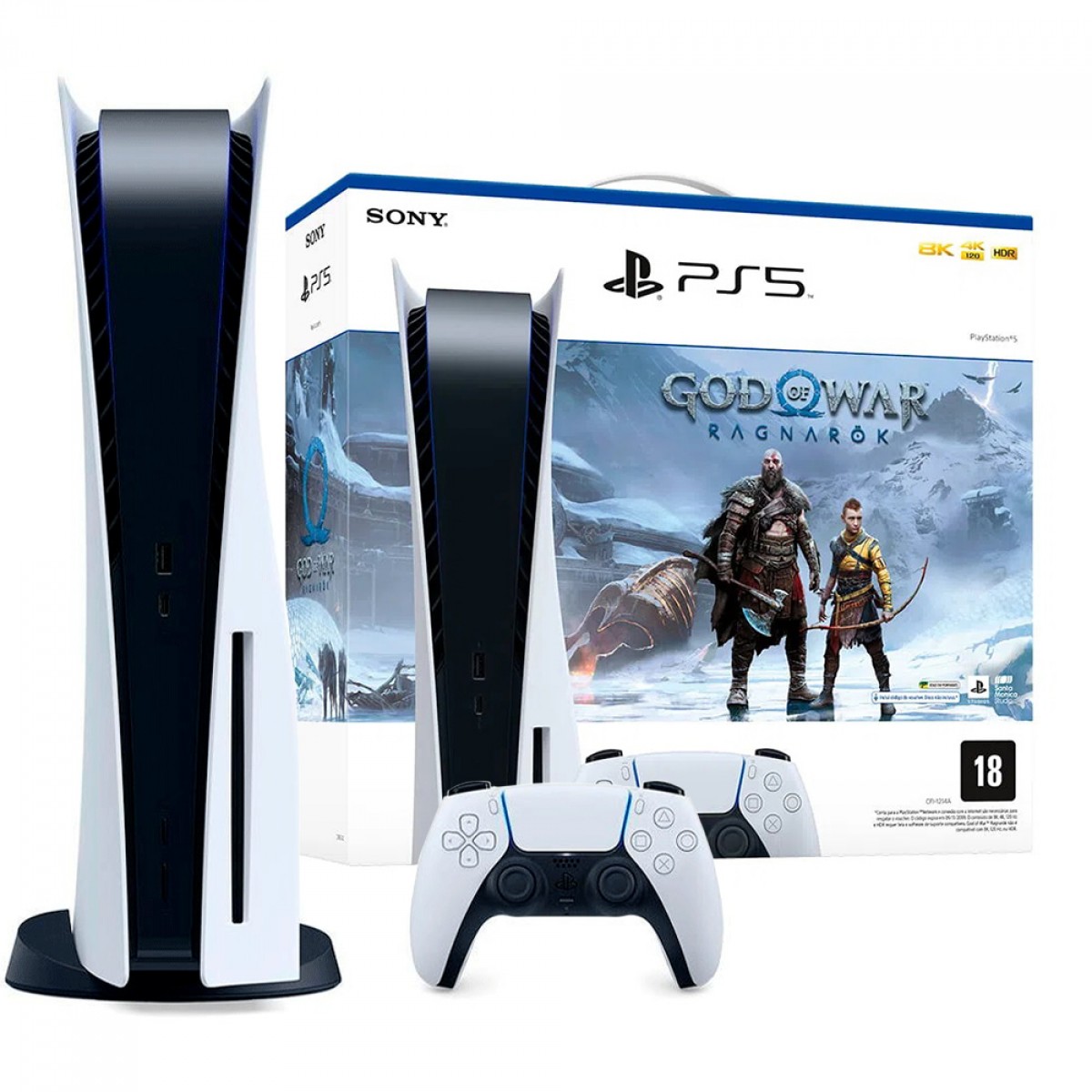 Console Playstation 5 + God of War Ragnarök, 825GB, White, Com 1