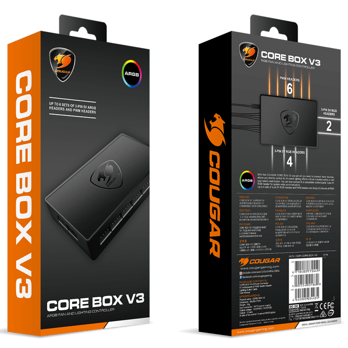 Controlador de Fan Cougar Core Box V3, PWM, ARGB, 3MCOBXV3.0001