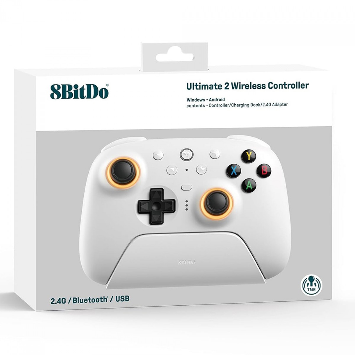 Controle Gamer 8BitDo Ultimate 2, RGB, Wireless, Bluetooth, Windows/Android/iOS, Hall Effect, Branco, 81HE01