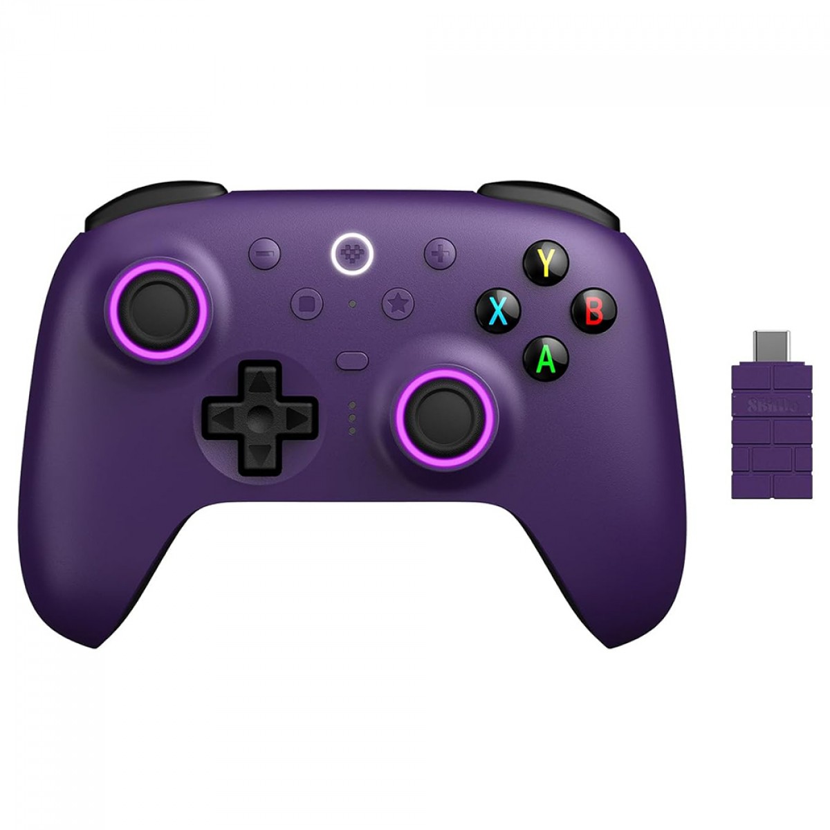 Controle Gamer 8BitDo Ultimate 2, RGB, Wireless, Bluetooth, Windows/Android/iOS, Hall Effect, Roxo, 81HE03