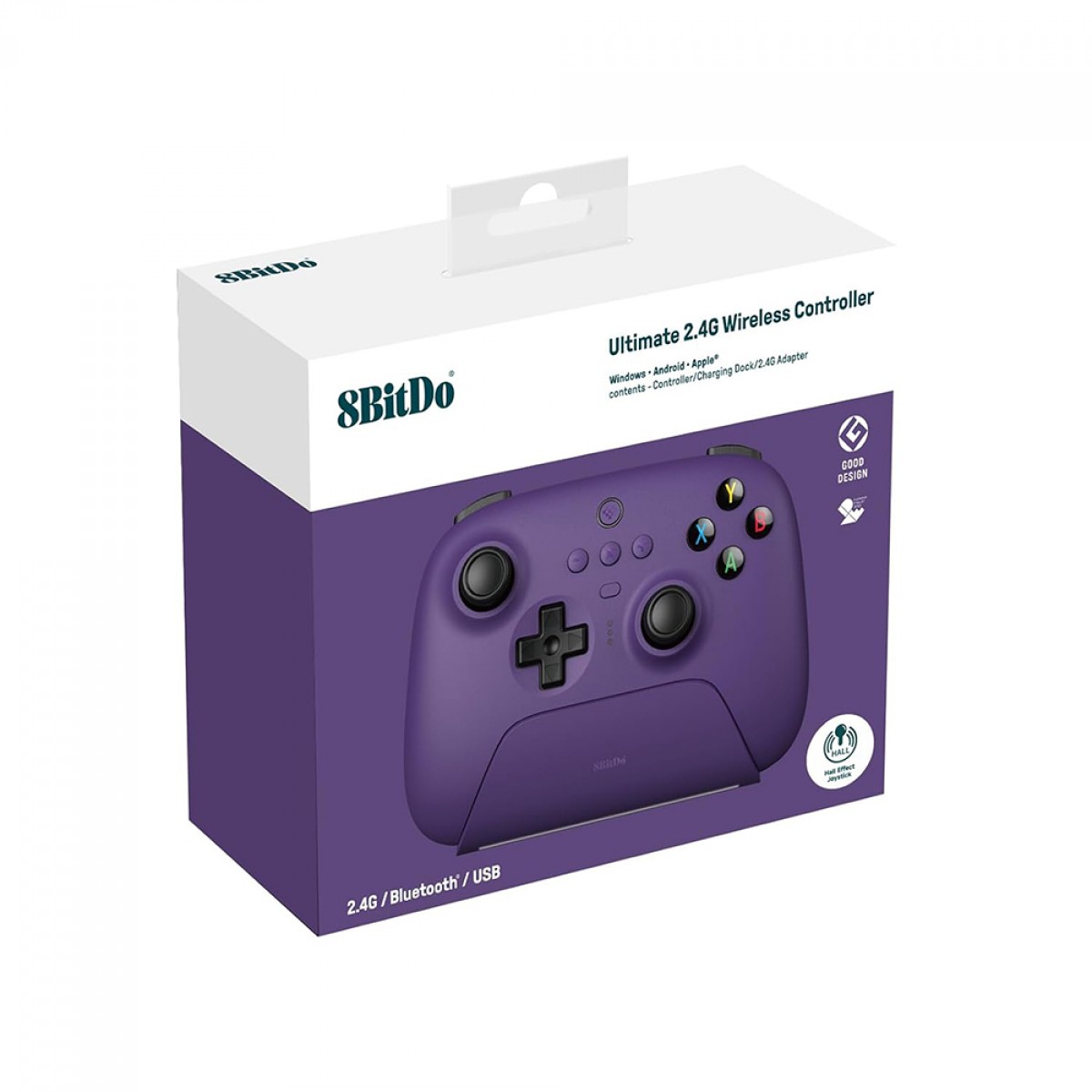 Controle Gamer 8BitDo Ultimate 2.4G Wireless, Bluetooth, Windows, Android, Apple, SteamOS, Hall Effect, Roxo, 81HA09