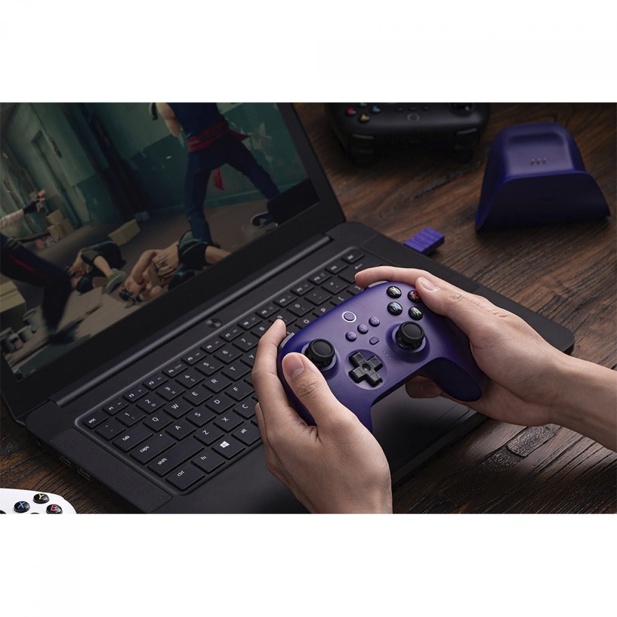 Controle Gamer 8BitDo Ultimate 2.4G Wireless, Bluetooth, Windows, Android, Apple, SteamOS, Hall Effect, Roxo, 81HA09