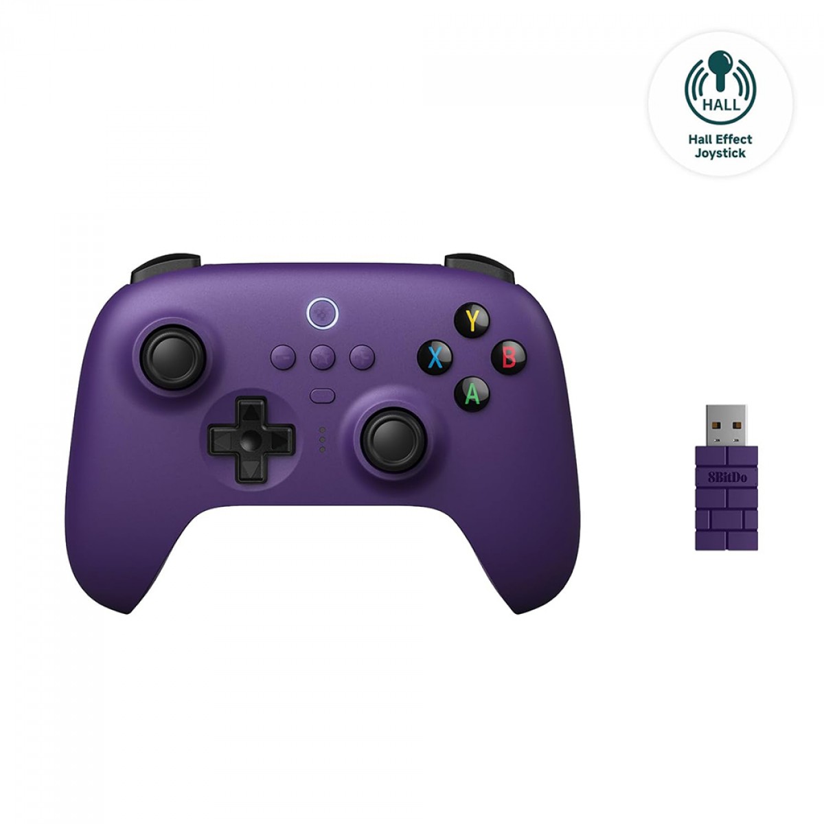 Controle Gamer 8BitDo Ultimate 2.4G Wireless, Bluetooth, Windows, Android, Apple, SteamOS, Hall Effect, Roxo, 81HA09