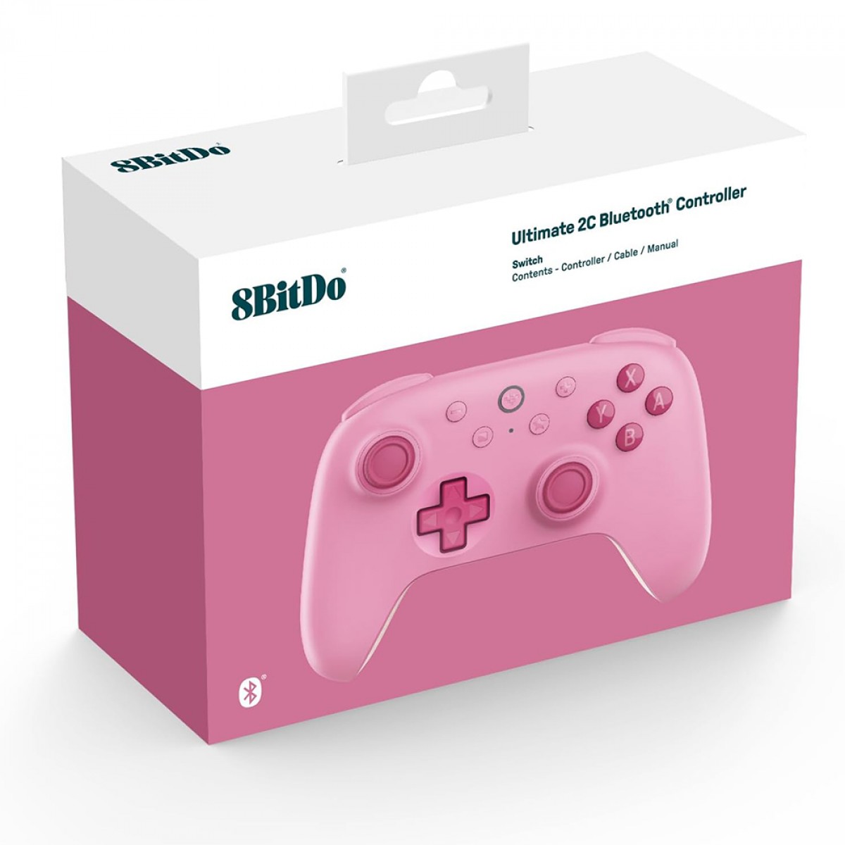 Controle Gamer 8BitDo Ultimate 2C Para Nintendo Switch, Bluetooth, Hall Effect, Rosa, 80NC02