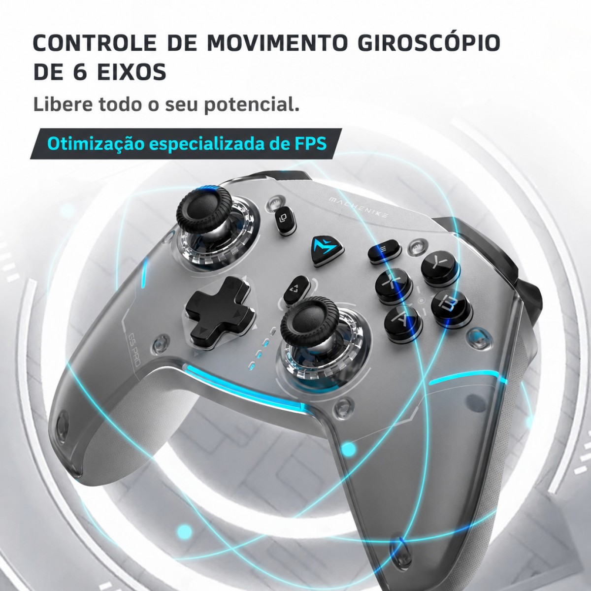 Controle Gamer Machenike G5 Pro Max SE, Wireless/Bluetooth, Hall Effect, Branco, JJ02G700C