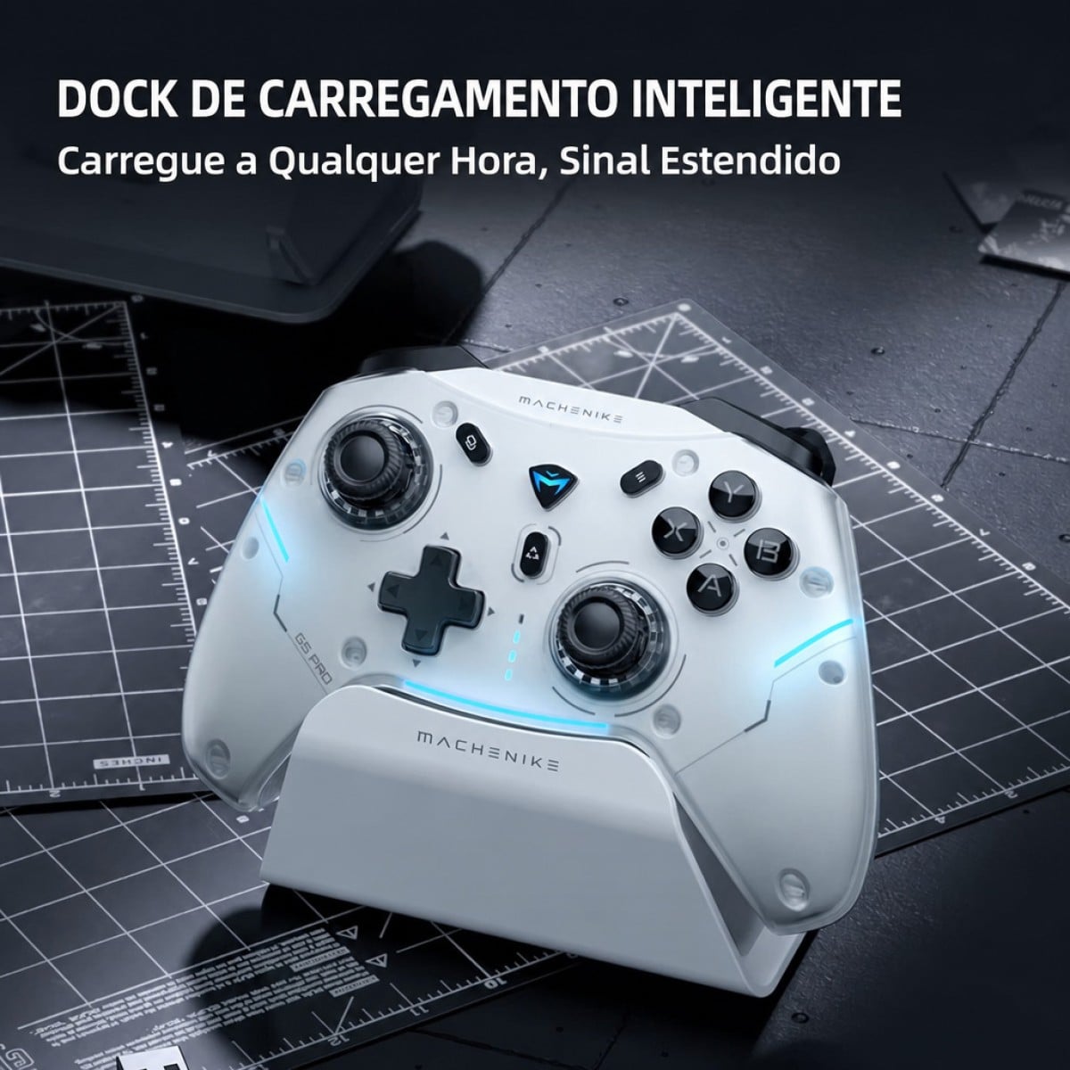 Controle Gamer Machenike G5 Pro Max SE, Wireless/Bluetooth, Hall Effect, Branco, JJ02G700C